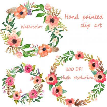 Watercolor hand painted floral fram..