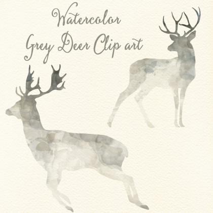 Grey Deer Cliparts - Deer Silhouettes - Reindeer -..