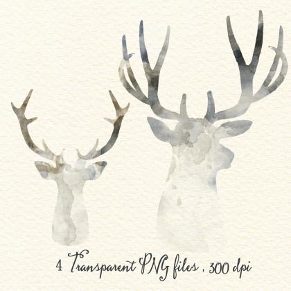 Grey Deer Cliparts - Deer Silhouettes - Reindeer -..