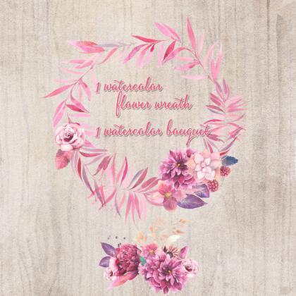 Watercolor Hand Painted Floral Frames Clipart:..