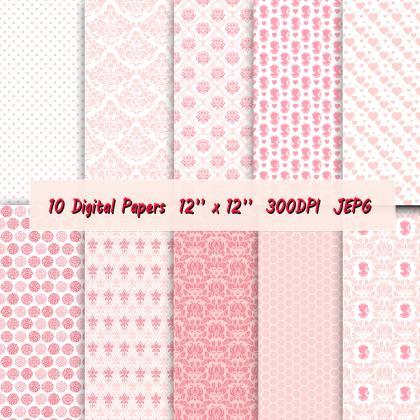 Digital Paper For Scrapbook With Cameo Pattern,..