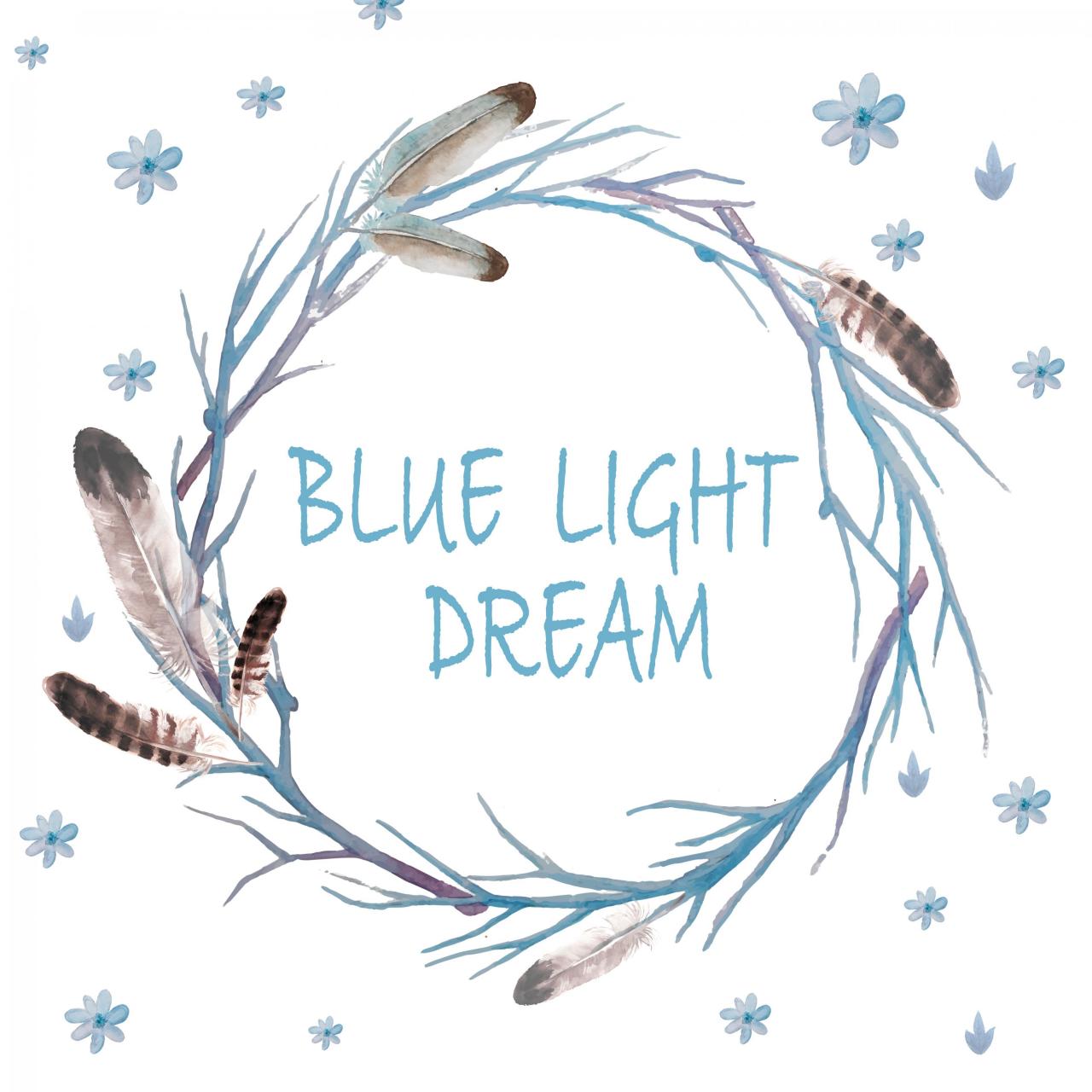 Blue Light Dream Print Digital Wallart Digital Watercolro Blue Feather Wreath Png