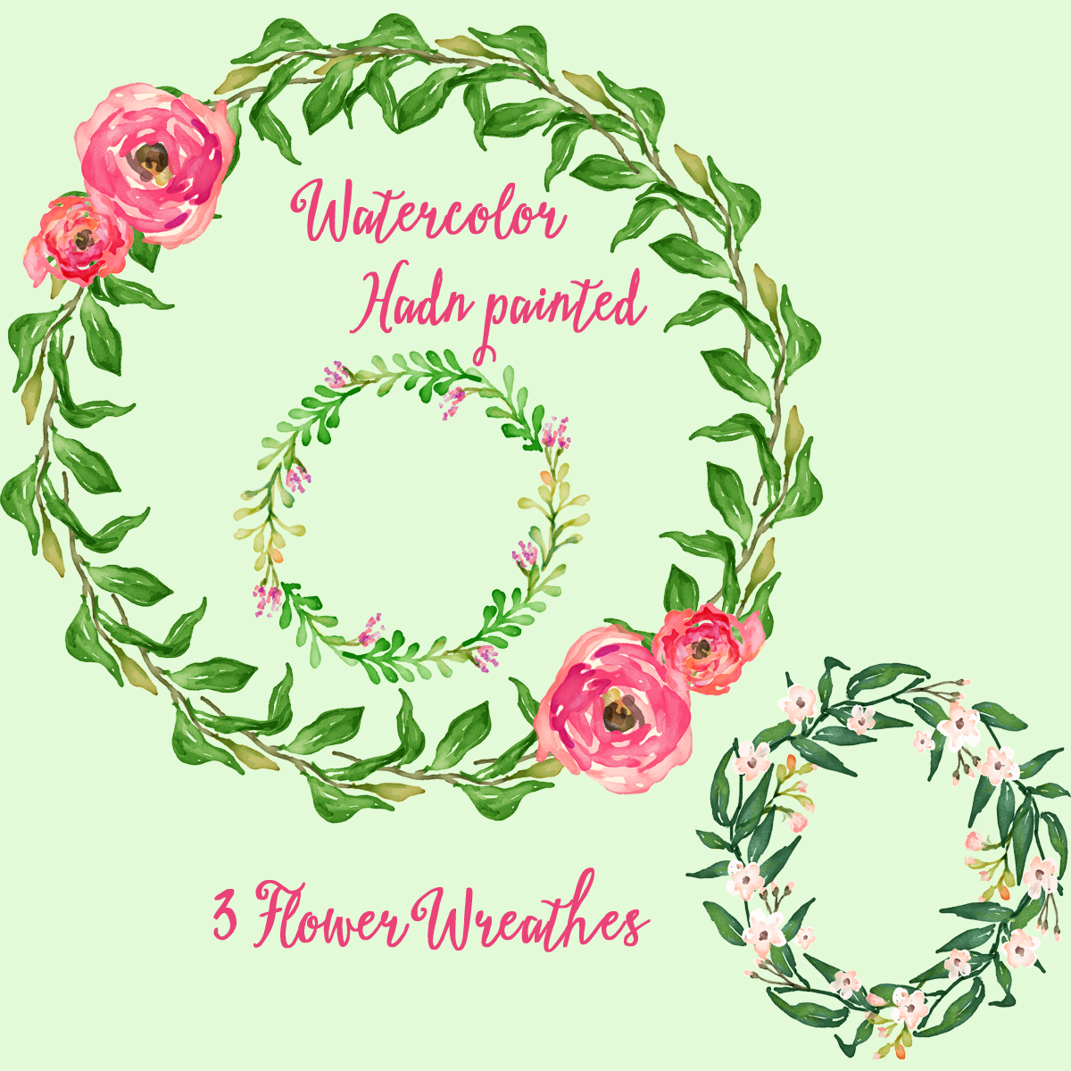 Romantic Roses Wreath, Floral Watercolor Clipart. Hand Painted, Floral, Wedding Diy, Quote, Flowers, Invite, Roses, Png