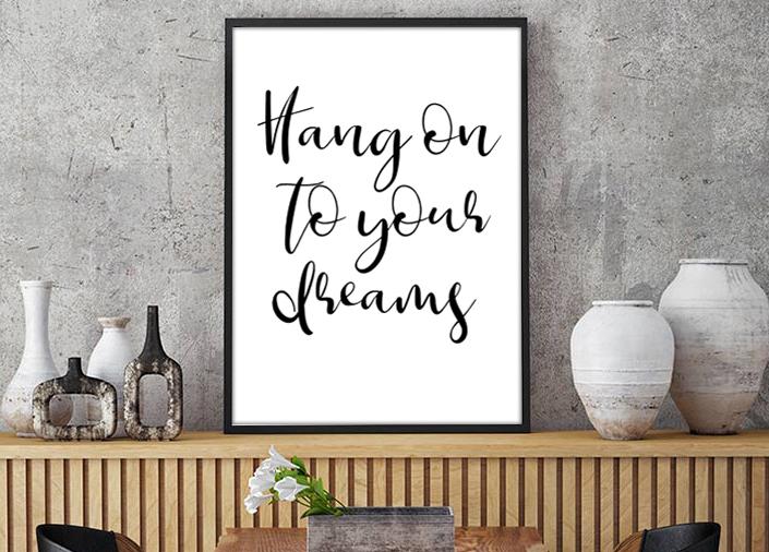 Typography Print, Wedding Decor, Printable Quote, Inspirational Quote, Wall Art, Inspirational, Instant Download, Hand On To Your Dreams, Bedroom